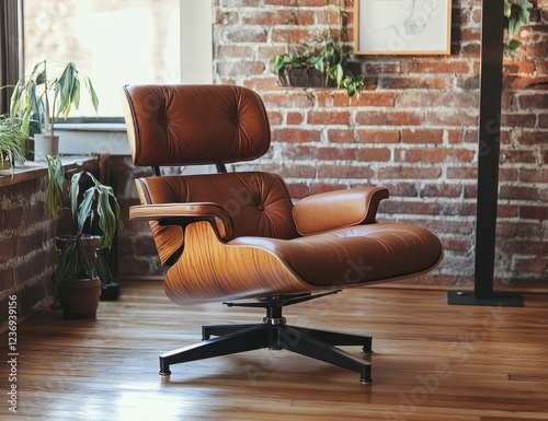 Eames Lounge Chair in a Brick Loft: Comfort and Mid-Century Modern Design photo