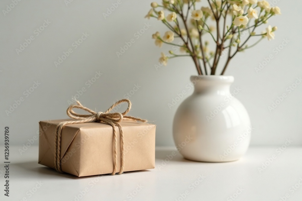custom made wallpaper toronto digitalSimple paper gift box wrapped with twine and tied around a vase, paper, holiday