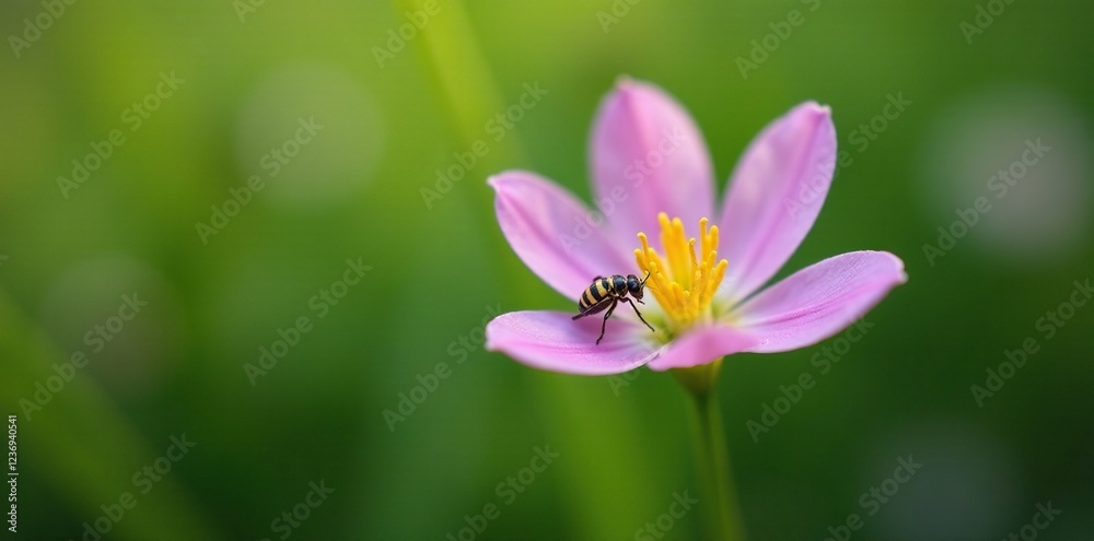 A small Gentiana punctata flower with a tiny insect crawling across its surface, insect life, garden flowers, wildflowers A small Gentiana punctata flower with a tiny insect crawling across its surface, insect life, garden flowers, wildflowers