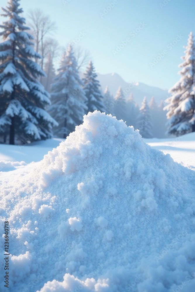 Freshly fallen snow piles high on a winter landscape, blanket, frozen, snowy Freshly fallen snow piles high on a winter landscape, blanket, frozen, snowy
