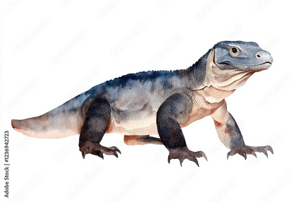 Obraz premium Realistic Watercolor Illustration of a Lizard-like Creature