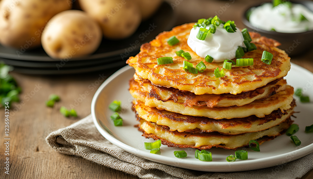 Potato Pancake on a wooden table Potato Pancake on a wooden table