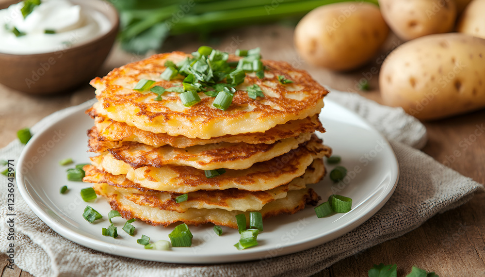 Potato Pancake on a wooden table Potato Pancake on a wooden table