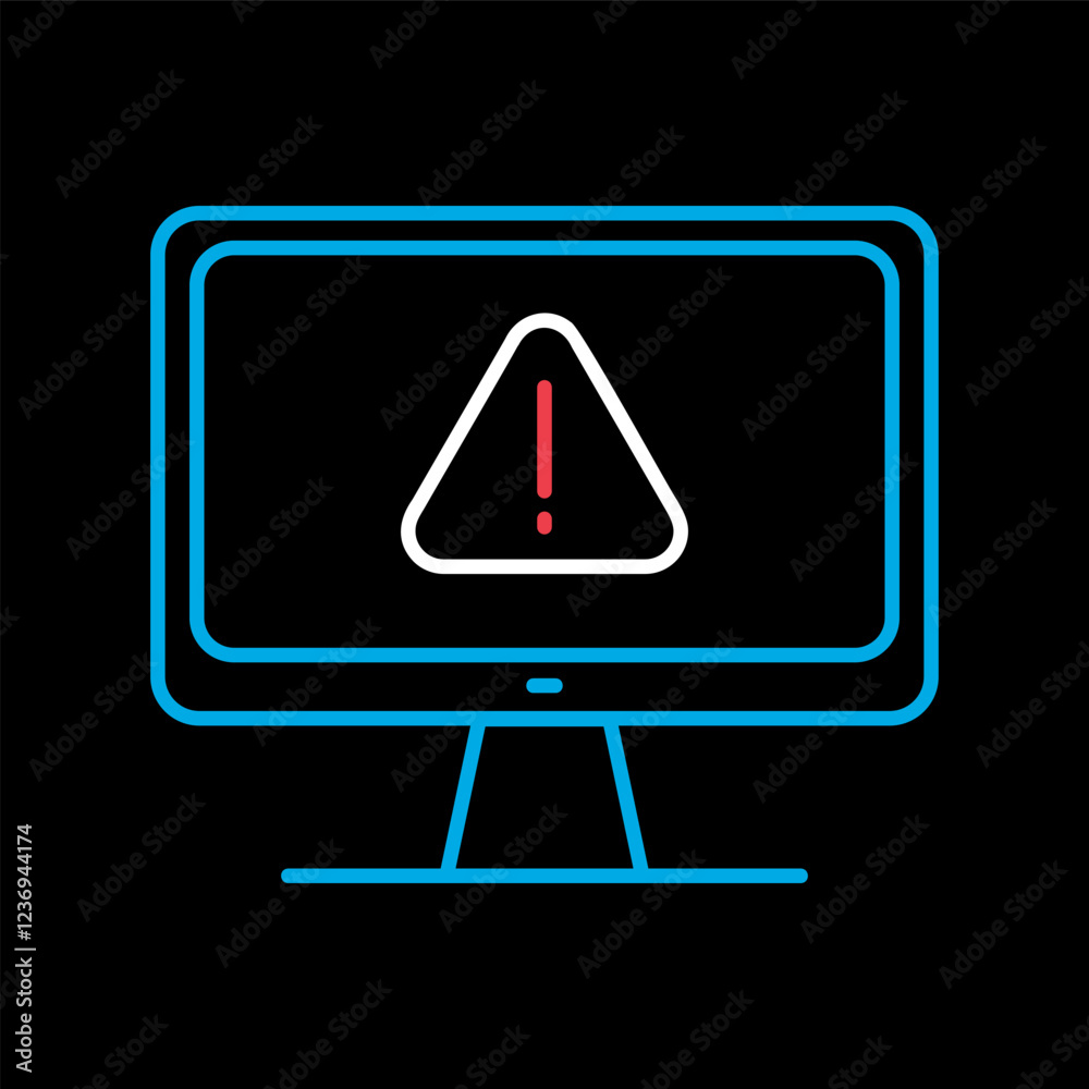 Computer warning icon. Simple digital system error Computer warning icon. Simple digital system error