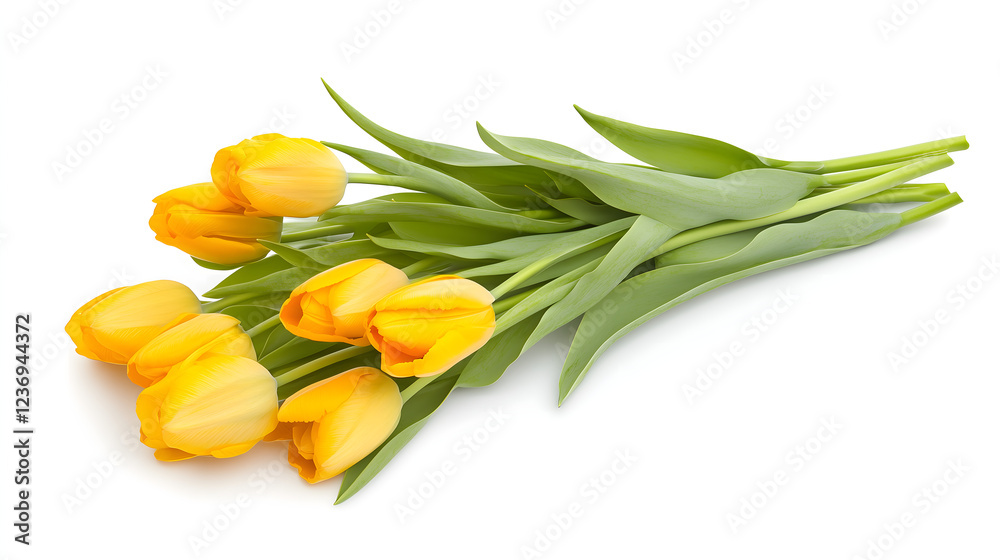 Fresh beauty bouquet of yellow tulips isolated on a white background. Spring and holiday concept. Spring greeting card happy mother day. Flat lay, copy space. AI generation
Fresh beauty bouquet of yellow tulips isolated on a white background. Spring and holiday concept. Spring greeting card happy mother day. Flat lay, copy space. AI generation