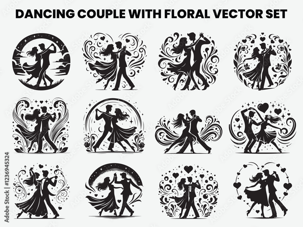 Obraz premium Dancing Couple With Vector Set