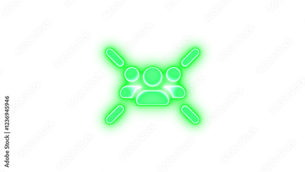 Users rays icon green color glowing neon on black background Users rays icon green color glowing neon on black background