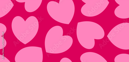 Heart seamless pattern, love hearts background, Valentine's day holiday print texture, beautiful romantic wedding design backdrop - vector