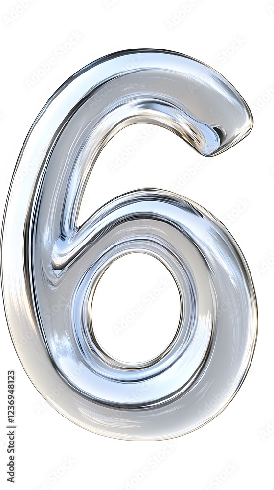 6. The number 6 on a plain white background, written in a futuristic style with smooth curves 6. The number 6 on a plain white background, written in a futuristic style with smooth curves
