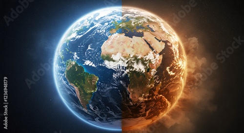 Half Earth Burning Global Warming Climate Change Image