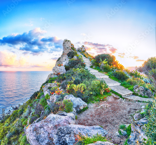 Obraz na płótnie Unbelivable spring view on the the cape Milazzo panorama of nature reserve. w salonie