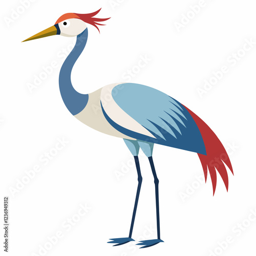Cute crane bird cartoon . Suitable for educational posters, logos, children's books and encyclopedias. Children's picture. Vector illustration