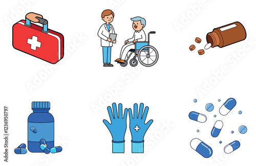Doctor's Hands Preparing Medicine Bundle: Intravenous Fluid Collection Icons