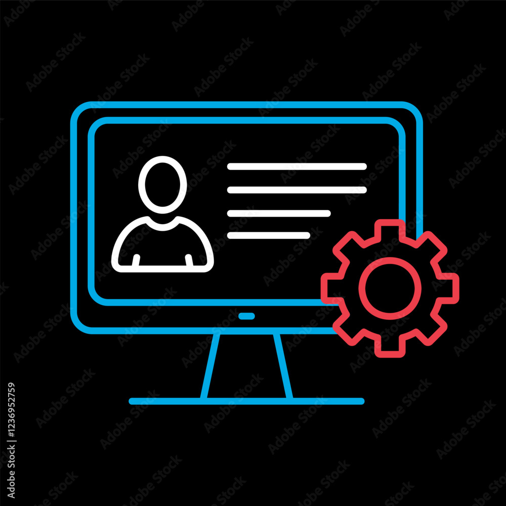 User customize settings on monitor vector icon User customize settings on monitor vector icon