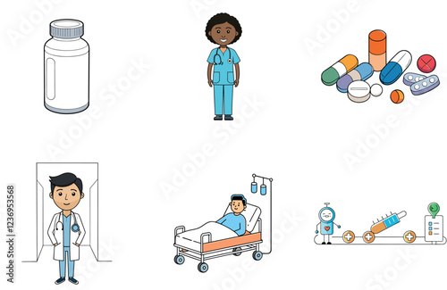 Empty Bottle Medicine Bundle: A Clean Home Health Collection Icons