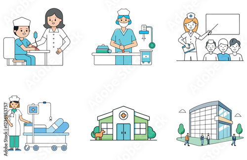 Happy Mother Cradling Newborn: Bundle of Medicine Collection Icons