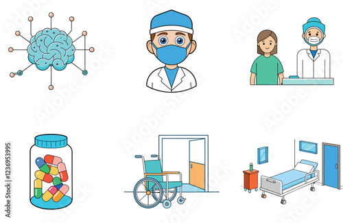 Intense Outbreak: Bundle of Medical Illustration. Collection Icons