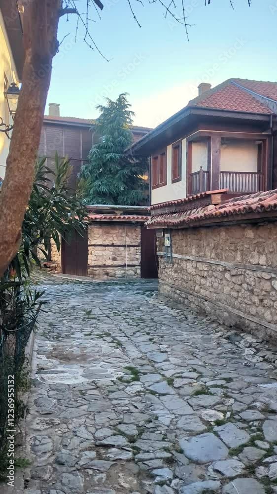 Ancient streets and buildings of old Nessebar, Bulgaria, a UNESCO World Heritage site. Ancient streets and buildings of old Nessebar, Bulgaria, a UNESCO World Heritage site.