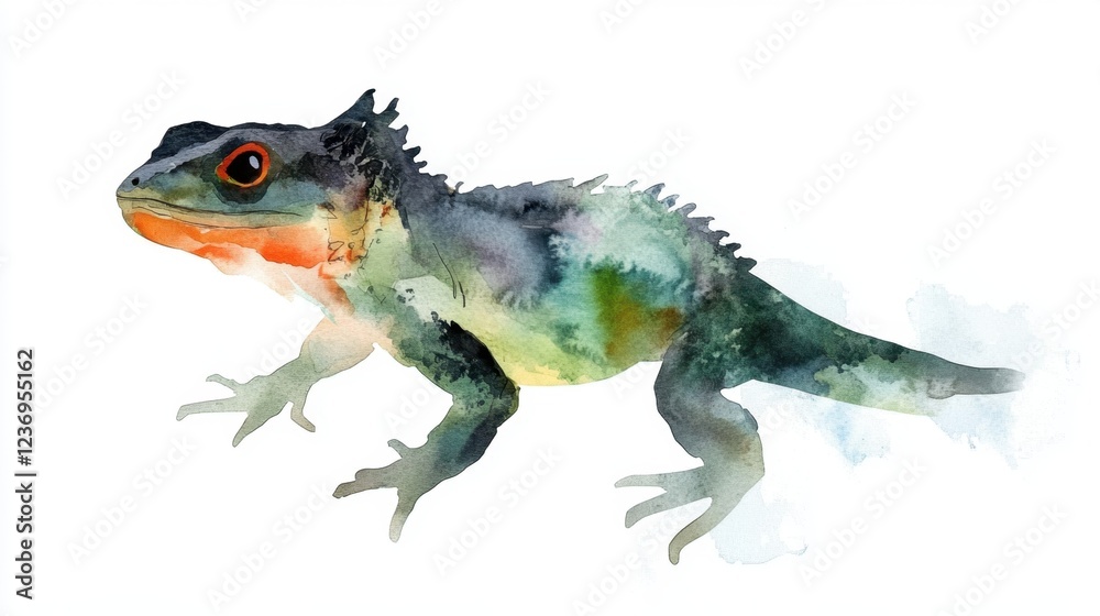 Fototapeta premium Watercolor art of lizard with vibrant colors and unique texture