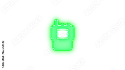 Walkie talkie icon green color glowing neon on black background