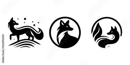 Stylized fox logo silhouette collection, minimalist design