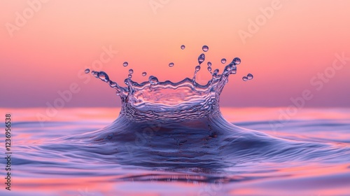 Water Splashing in Pink Sunset photo