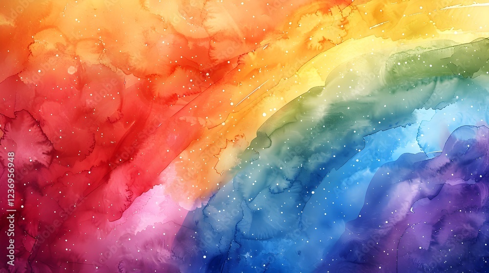 Fototapeta premium Serene Rainbow A Watercolor Painting Radiating Soft Hues and Delicate Brushstrokes