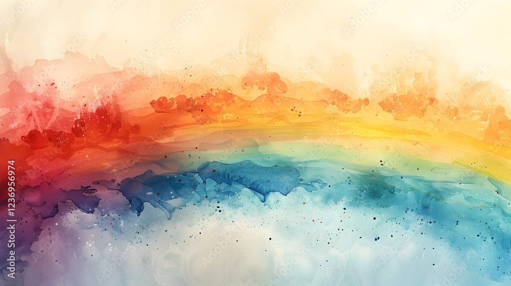 Obraz premium Serene Watercolor Rainbow A Vibrant Display of Colors and Soft Brushstrokes