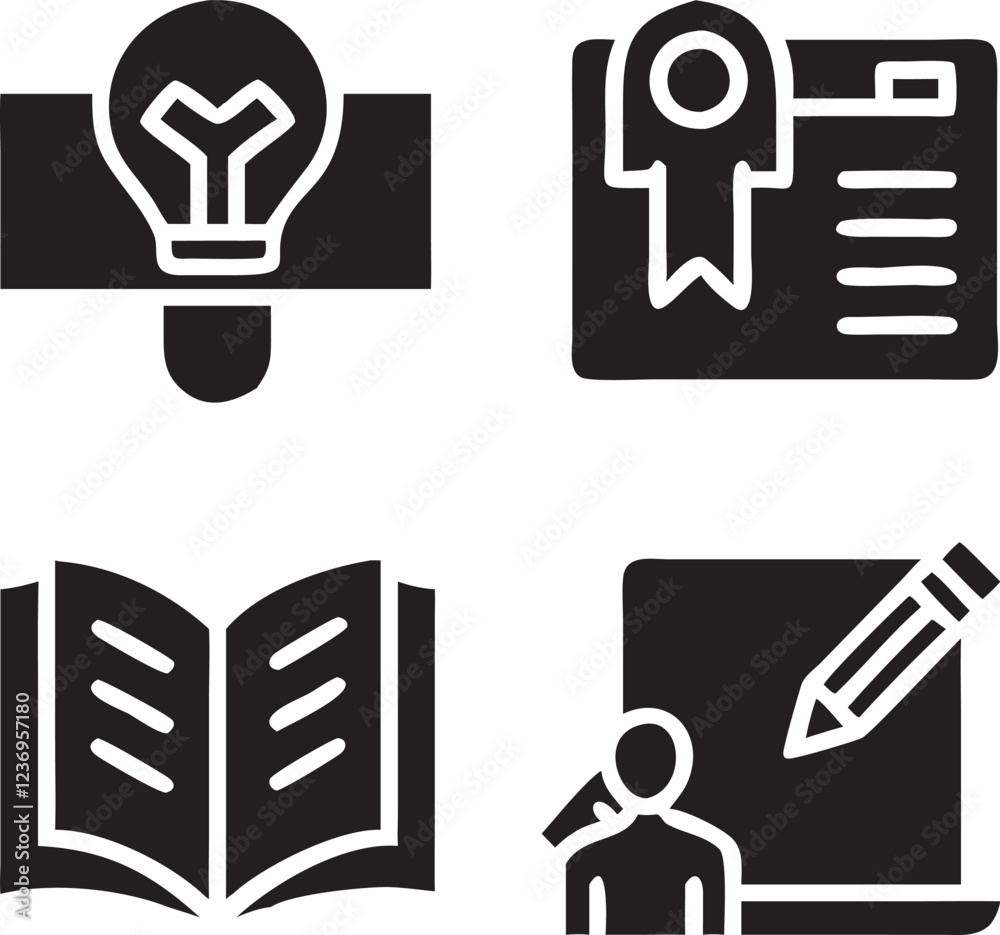 Obraz premium set of learning and education icon black color