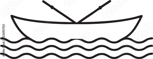 Rowing icon with a sleek boat and oars in motion