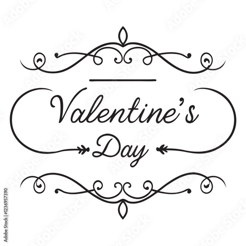 vintage  style Valentine's Day card with elegant floral borders and calligraphy 