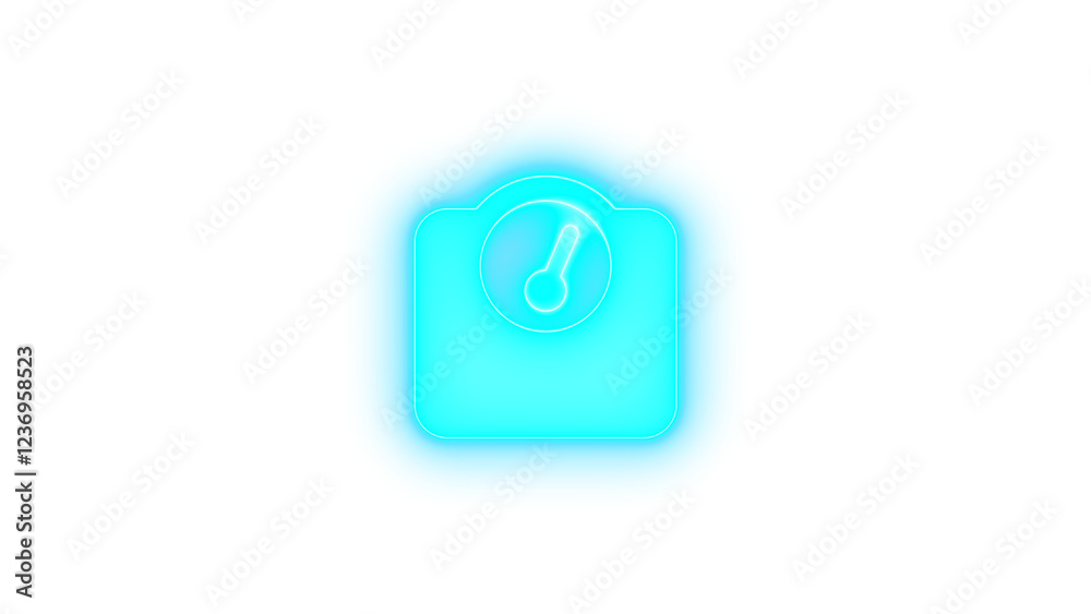 Weight scale icon cyan color glowing neon on black background Weight scale icon cyan color glowing neon on black background