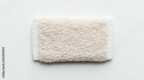 White textured fabric swatch on white background; textile sample