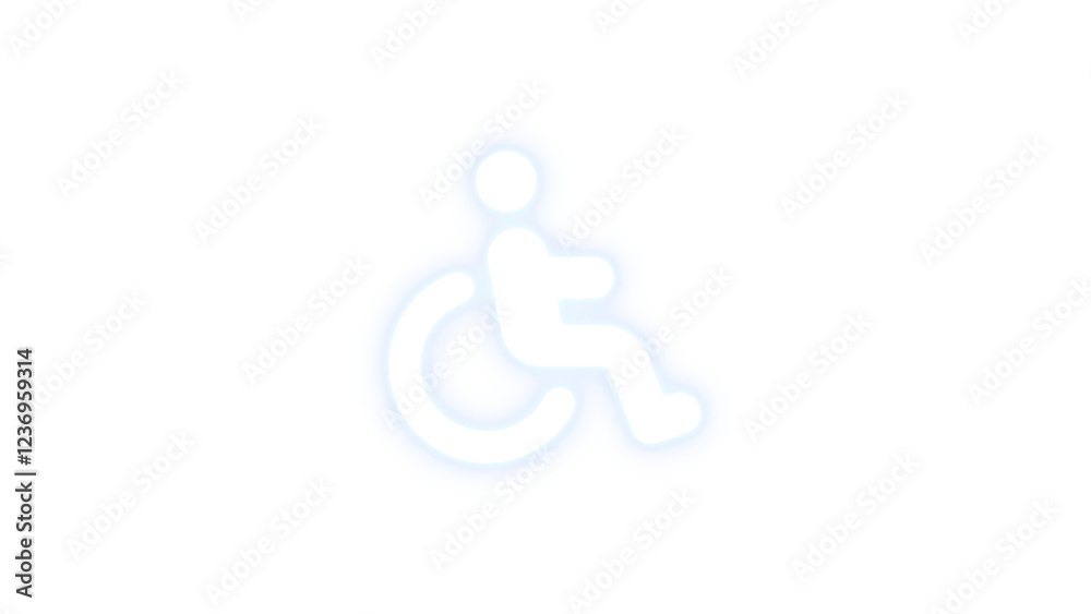 Wheelchair icon white color glowing neon on black background Wheelchair icon white color glowing neon on black background