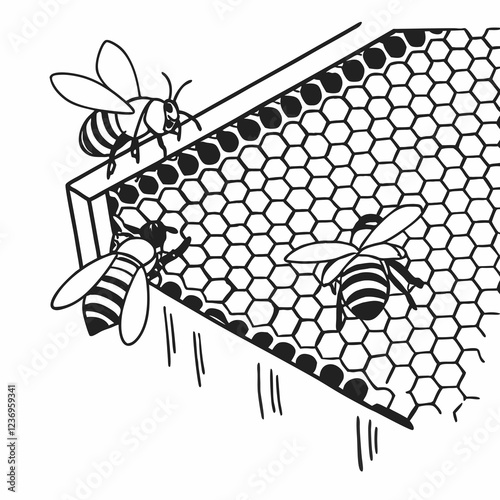 bee on honeycomb