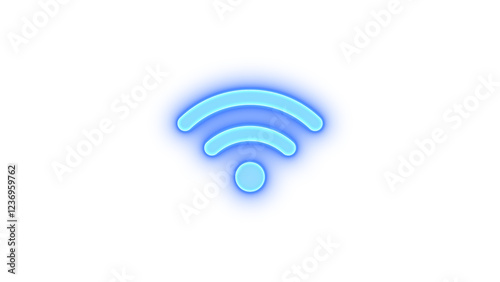 Wifi icon blue color glowing neon on black background