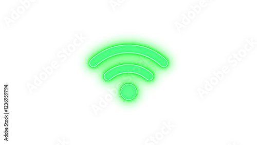 Wifi icon green color glowing neon on black background