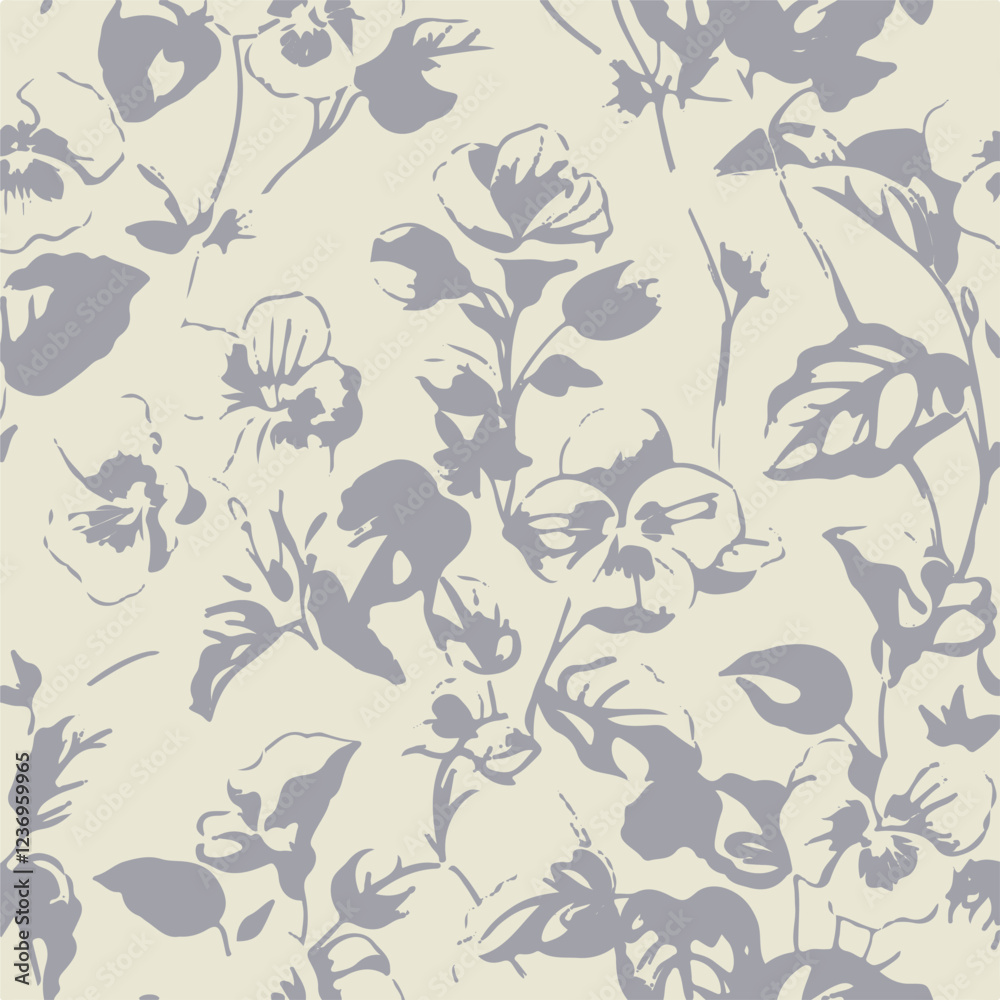 seamless pattern with leaves and curls. Monochrome abstract floral background. Stylish texture seamless pattern with leaves and curls. Monochrome abstract floral background. Stylish texture