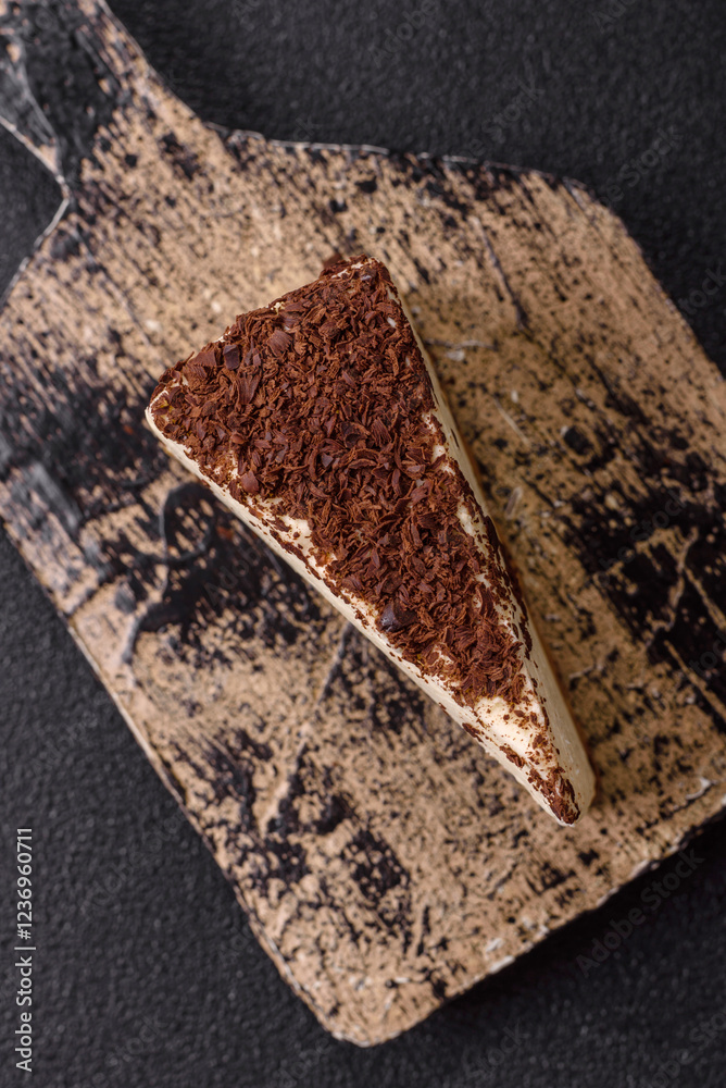 Delicious sweet piece of cheesecake with mascarpone cheese Delicious sweet piece of cheesecake with mascarpone cheese