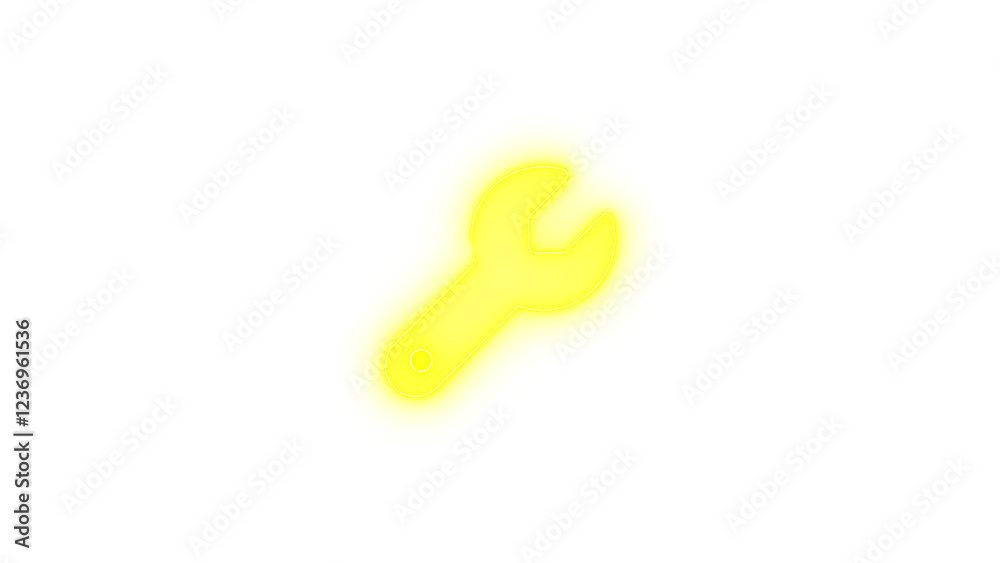 Wrench icon yellow color glowing neon on transparent background Wrench icon yellow color glowing neon on transparent background
