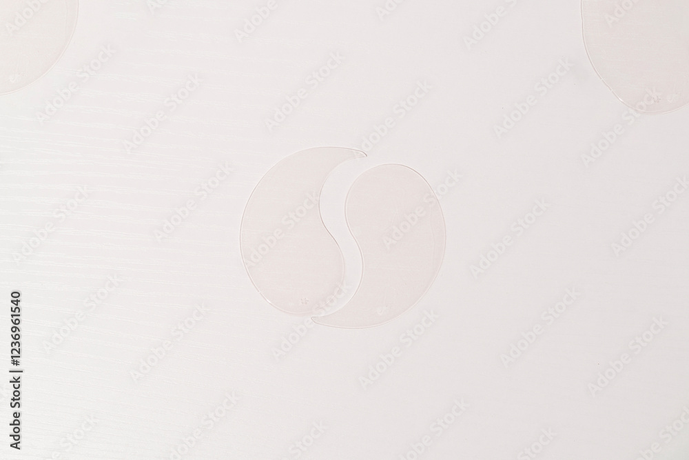 Pair under eye white patches mask front view isolated on white background, face skin care products realistic vector mockup for photo collage. Pair under eye white patches mask front view isolated on white background, face skin care products realistic vector mockup for photo collage.