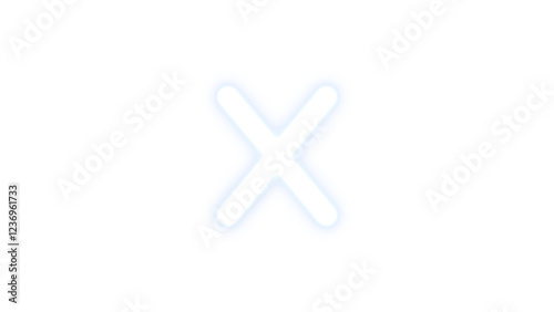 X icon white color glowing neon on transparent background