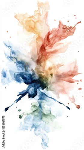 Abstract watercolor explosion in vibrant hues of blue, red, green, and orange