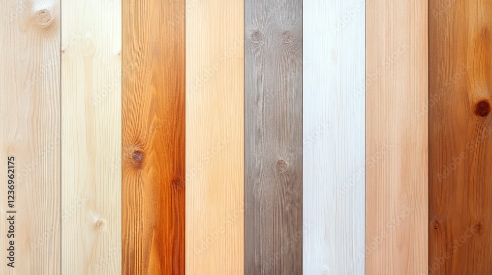 Fototapeta premium Wooden texture panel with smooth beige and light brown grains, high detail and natural light, soft shadows,