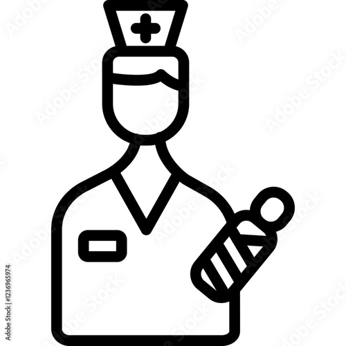 Delivery Nurse Midwife Line Icon