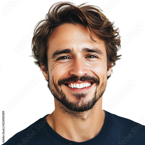 PNG Man Smiling Face Against Transparent Background for Portrait, Lifestyle, or Positive Emotion Projects photo