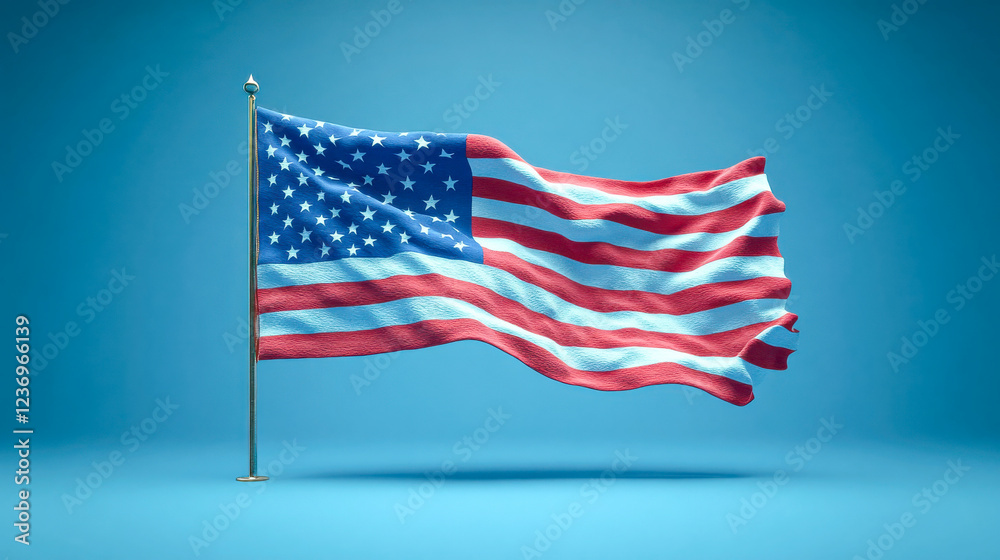 Fototapeta premium A weathered American flag with tattered edges and faded colors, symbolizing history, resilience, and patriotism