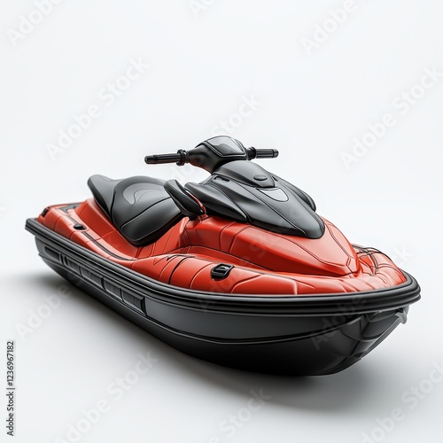 Sleek red jet ski isolated on white background for marine adventures and recreation