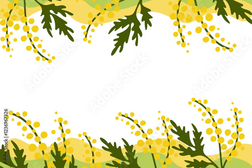 Spring backround with flowers mimoses.Vector illustration on a white background