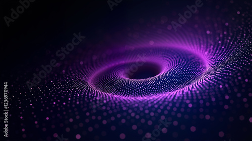 Bright spiral of glowing dots in purple tones. Abstract background for presentations. AI Generative
